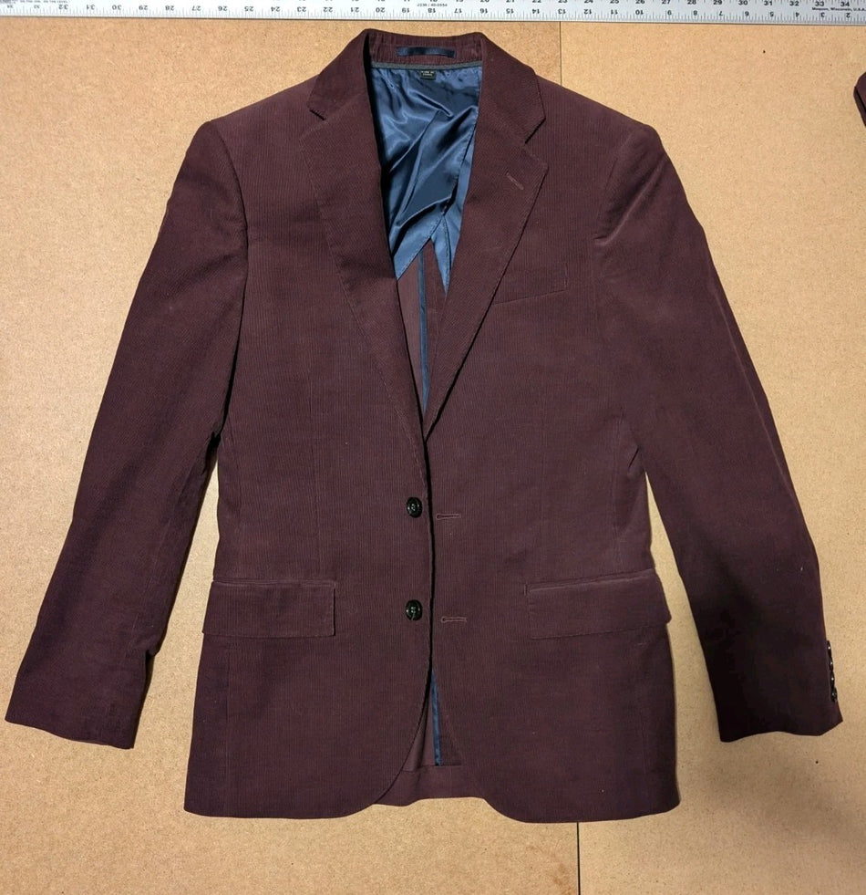 MENS 34S J CREW LUDLOW BLAZER JACKET 34S & PANTS 29/32 COMBO-BURGUNDY W/TAGS