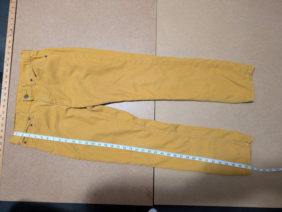 Levis 511 30x30 Skinny Corduroy Pants Yellow 5 Pocket Slim Fit White Tab