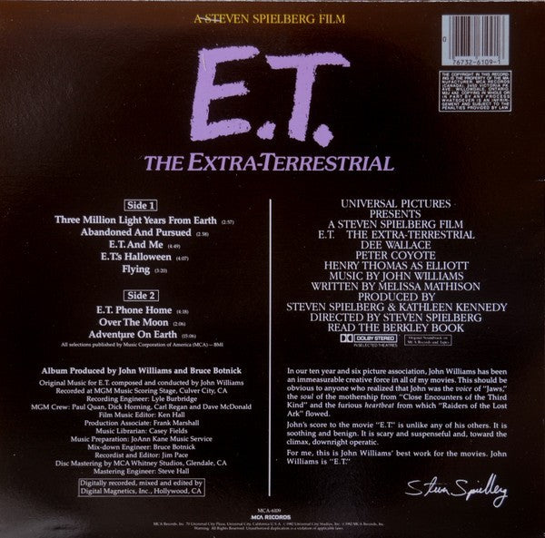 E.T. The Extra-Terrestrial - 12" Vinyl Record