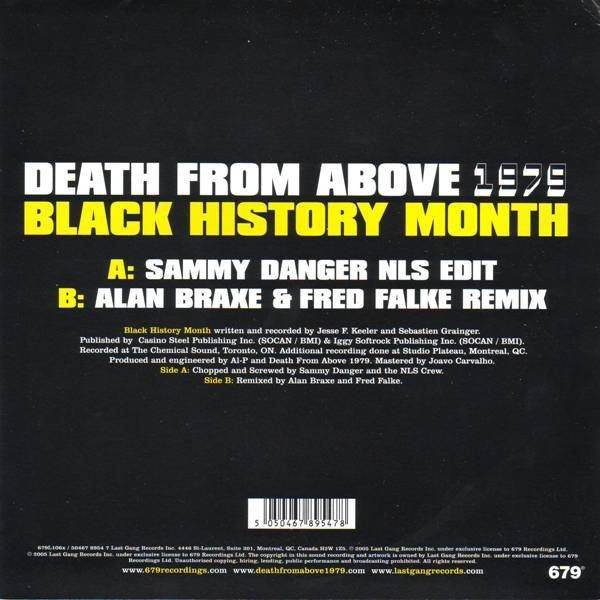 Death From Above 1979 Black History Month-	Vinyl, 7", 33 ⅓ RPM, Single, LTD-2005