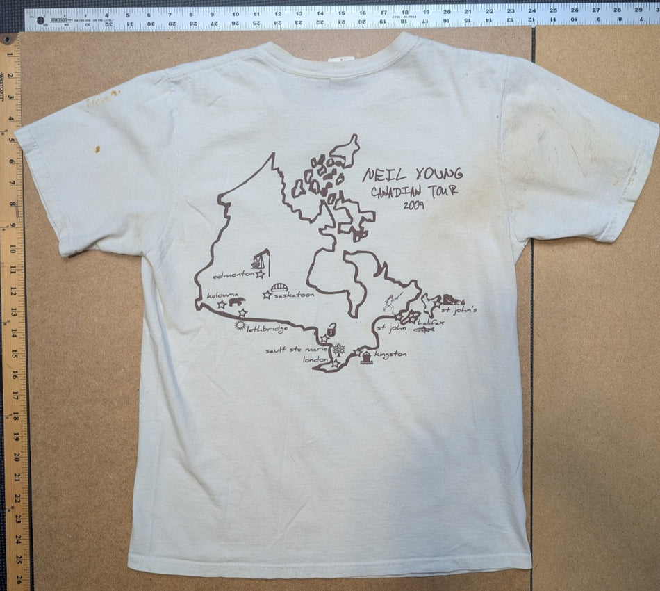 RARE 2009 Neil Young Chrome Canadian Tour T-SHIRT SzSmall